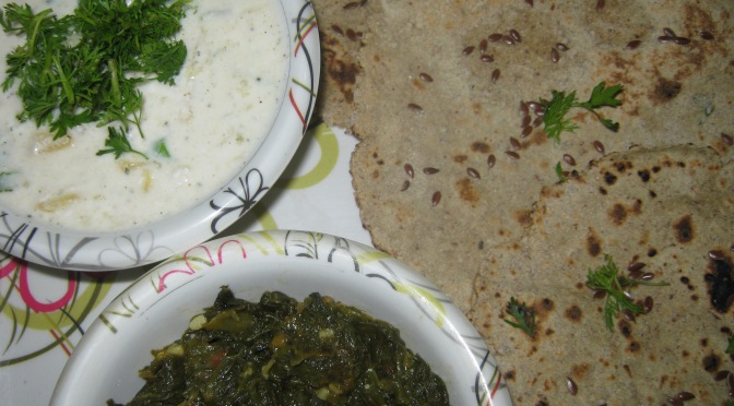 Flex seeds Roti with Sabzi – The Elaborated Indian Breakfast[Gluten Free & oil Free]